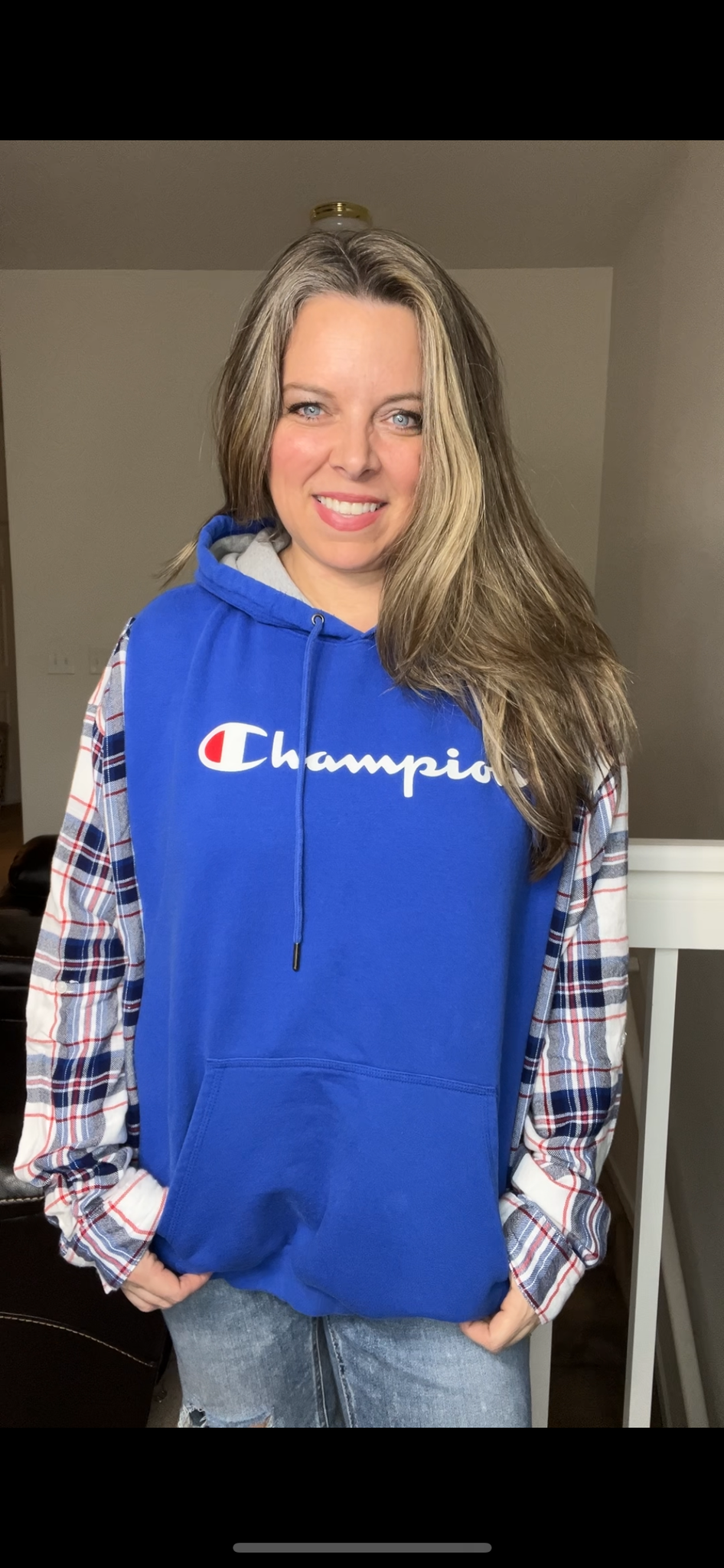Upcycled Champion – woman 2X midweight sweatshirt with thin flannel sleeves