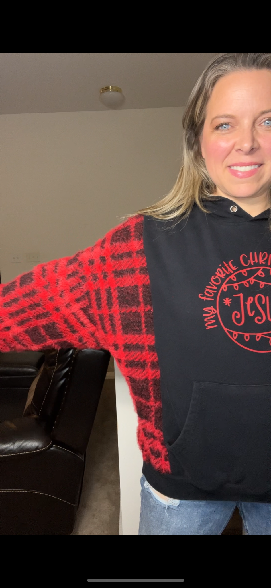 Upcycled Jesus – women’s large – midweight sweatshirt with soft sweater sleeves