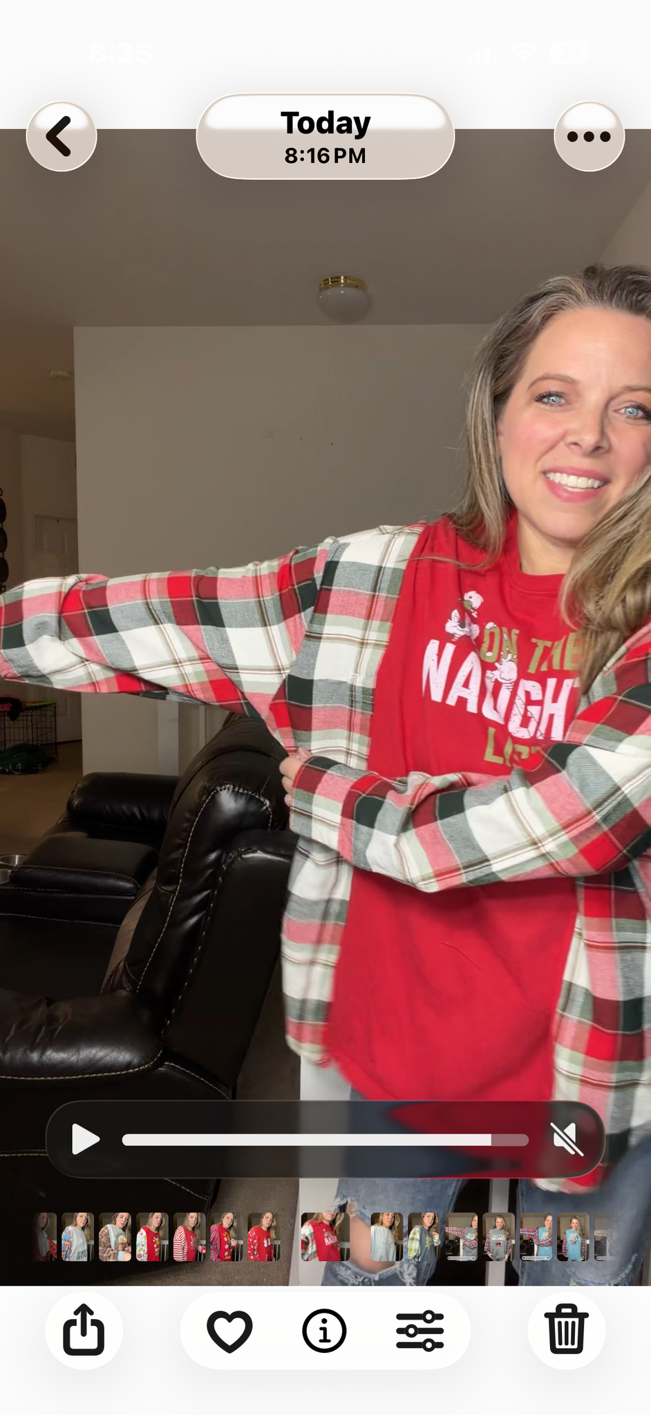 Upcycled naughty list – women's 3X/4X T-shirt with flannel sleeves
