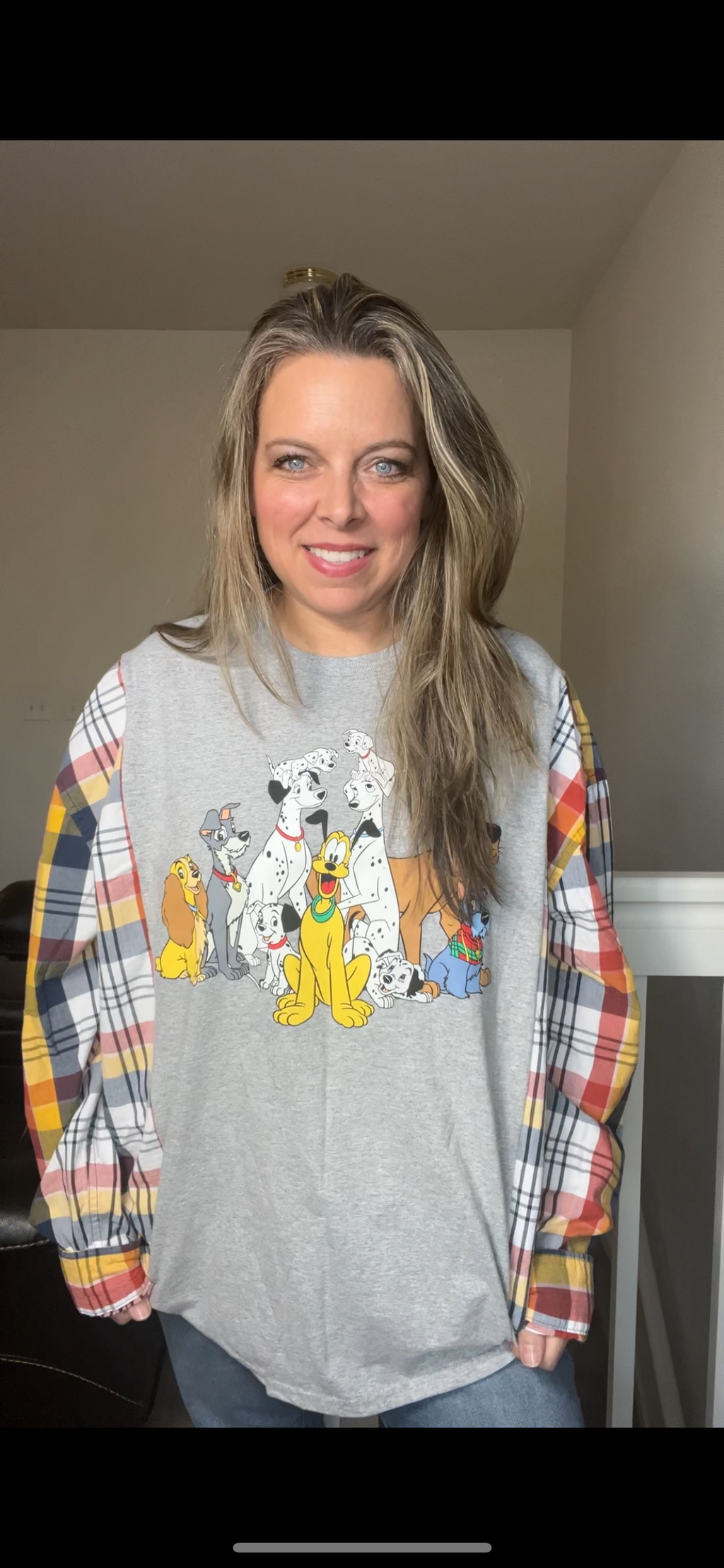Upcycled Disney dogs – women’s 2X/3X T-shirt with soft cotton sleeves