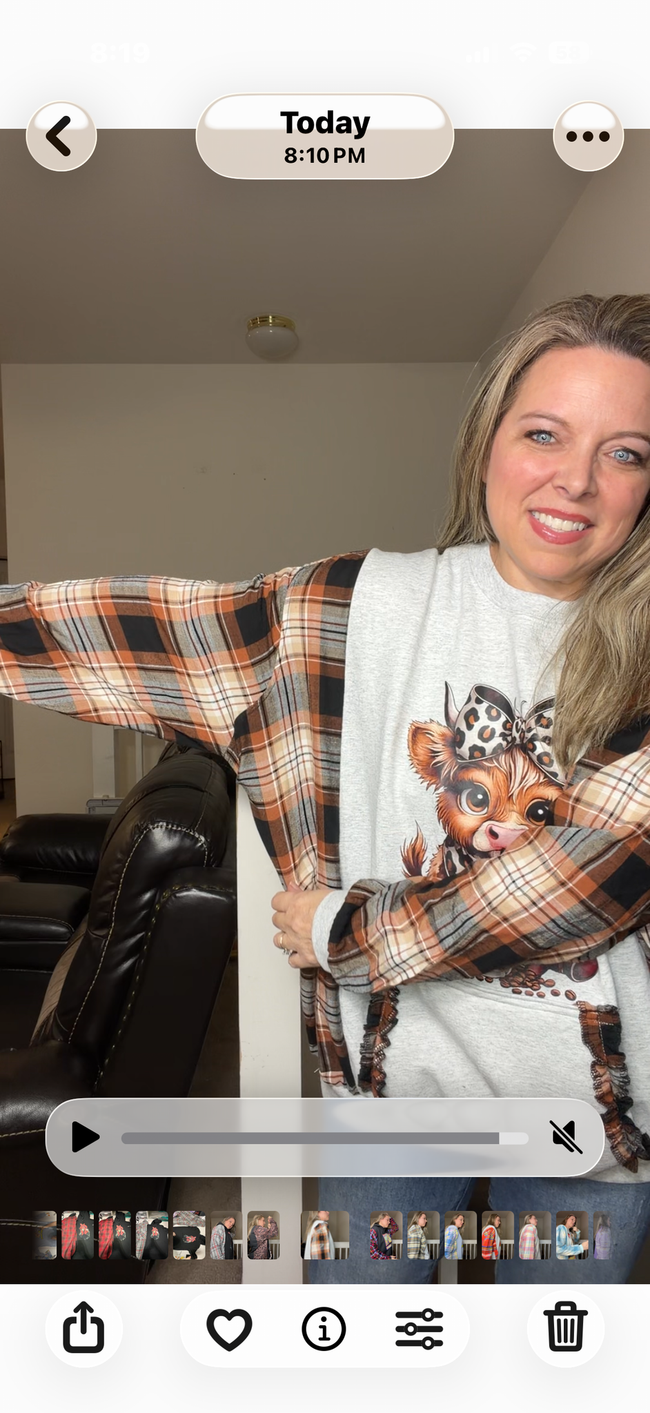 Upcycled Cow - women's 2X midweight sweatshirt with thin flannel sleeves