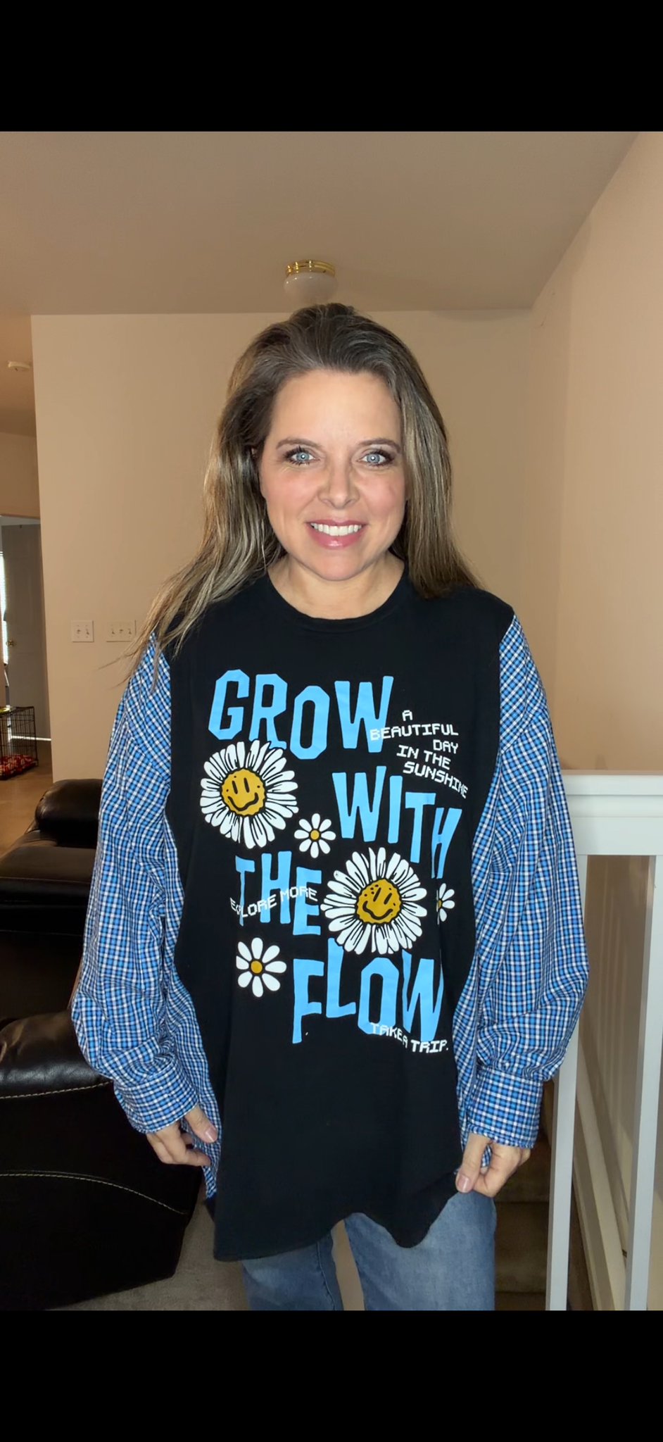 Upcycled Grow - women's 2X/3X T-shirt with cotton sleeves