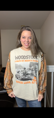 Upcycled Woodstock - women's 2X T-shirt with thin cotton sleeves