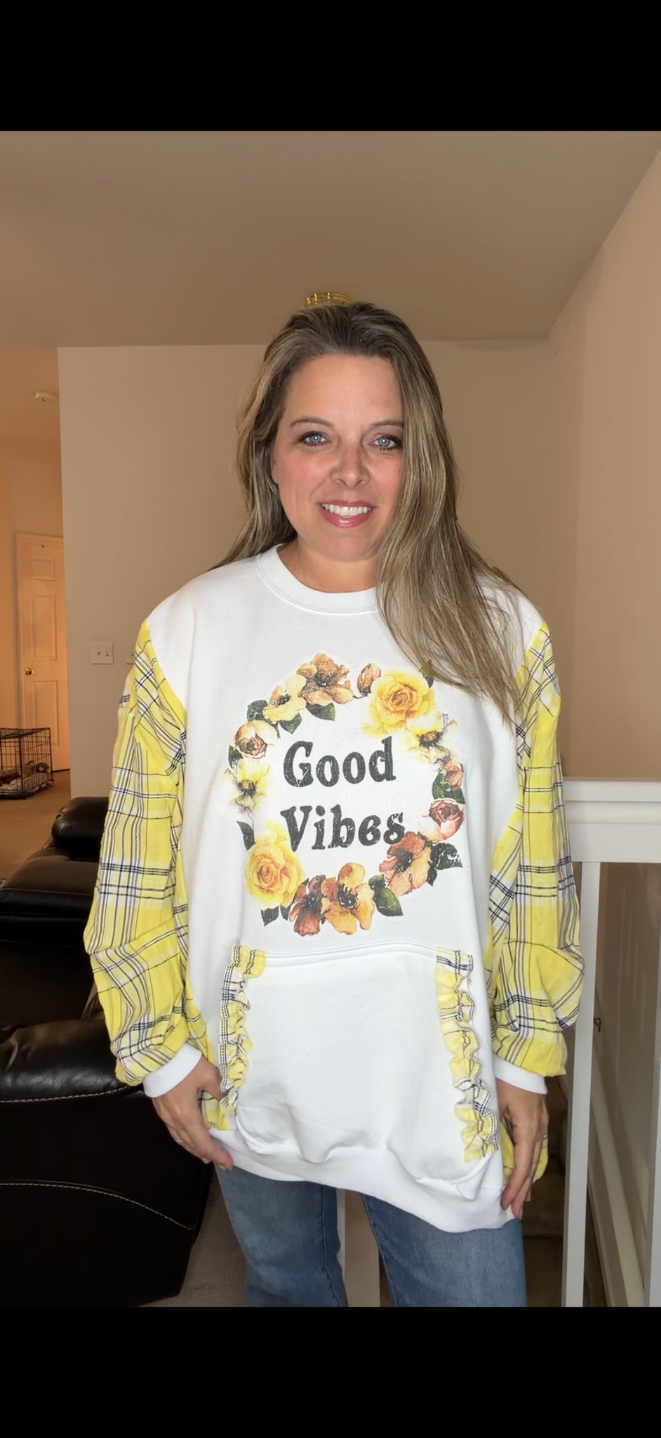 Upcycled Good Vibes - women's 5X midweight sweatshirt with thin sleeves ￼