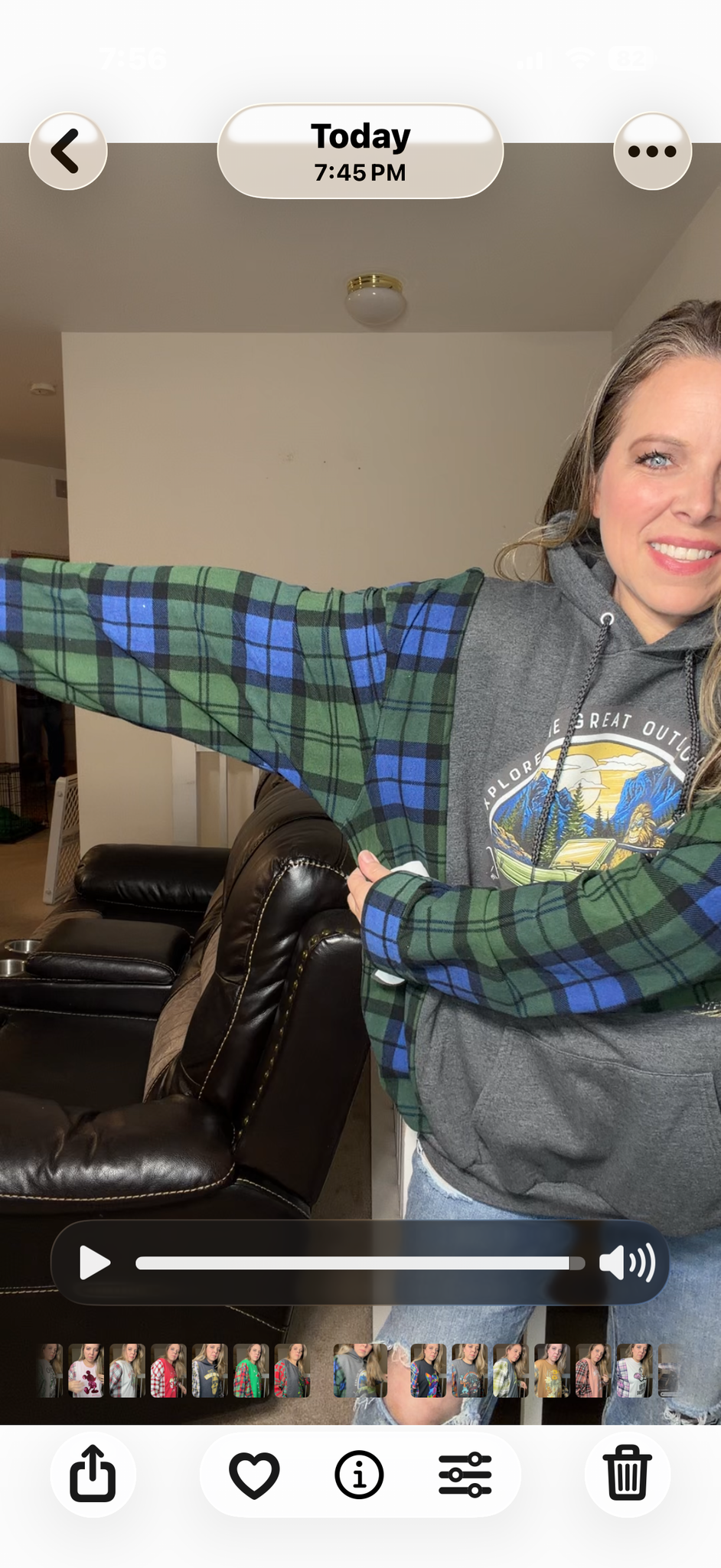 Upcycled Jeep – women's 1X/2X midweight sweatshirt with flannel sleeves ￼