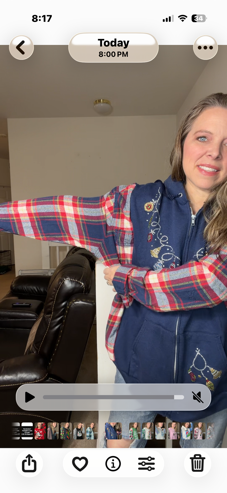 Upcycled zip lights – women's 3X midweight sweatshirt with flannel sleeves