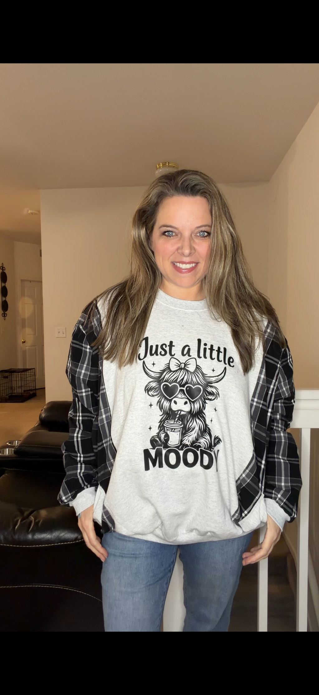 Upcycled Moody - women's 2X/3X midweight sweatshirt with cotton sleeves