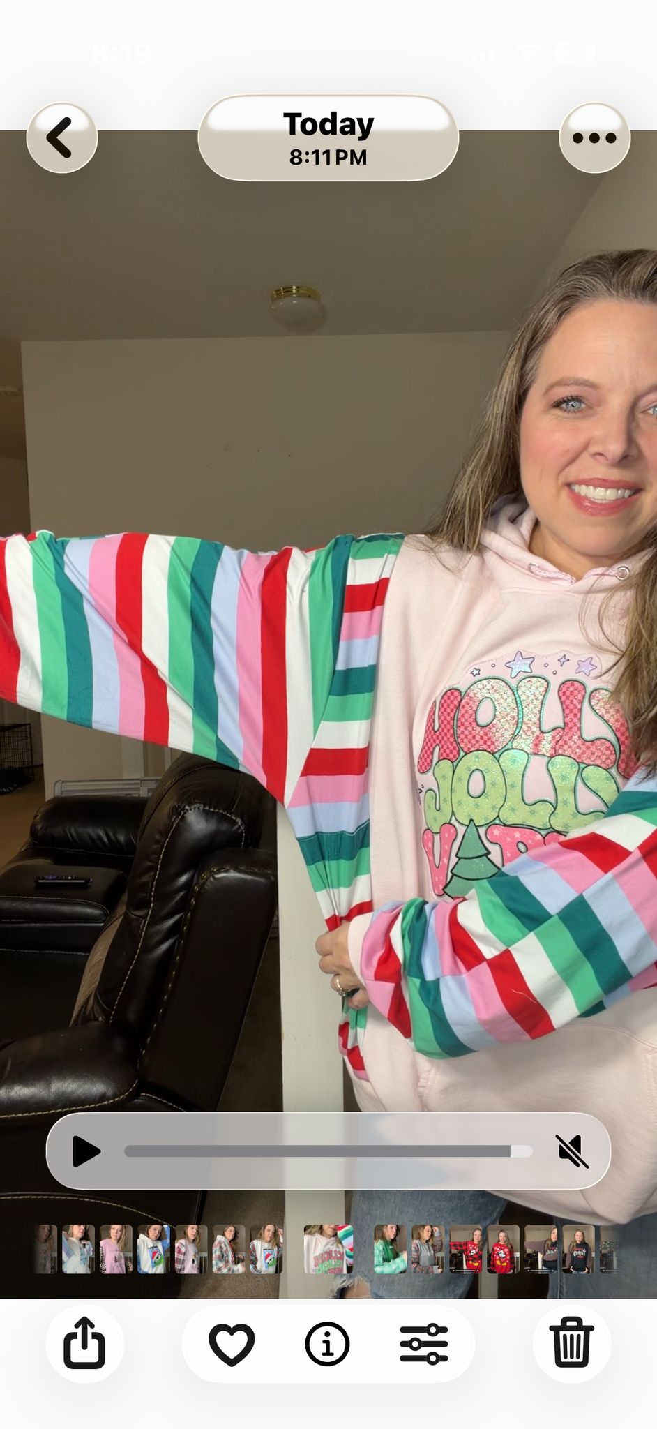 Upcycled Holly Jolly – women's 5X midweight sweatshirt with stretch sleeves ￼