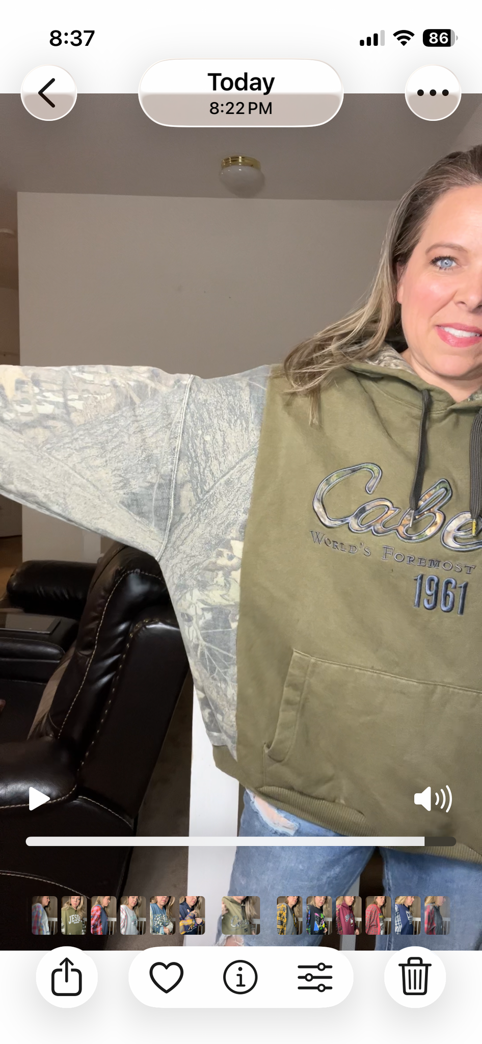 Upcycled Cabela’s – women’s 2X/3X midweight sweatshirt with sweatshirt sleeves