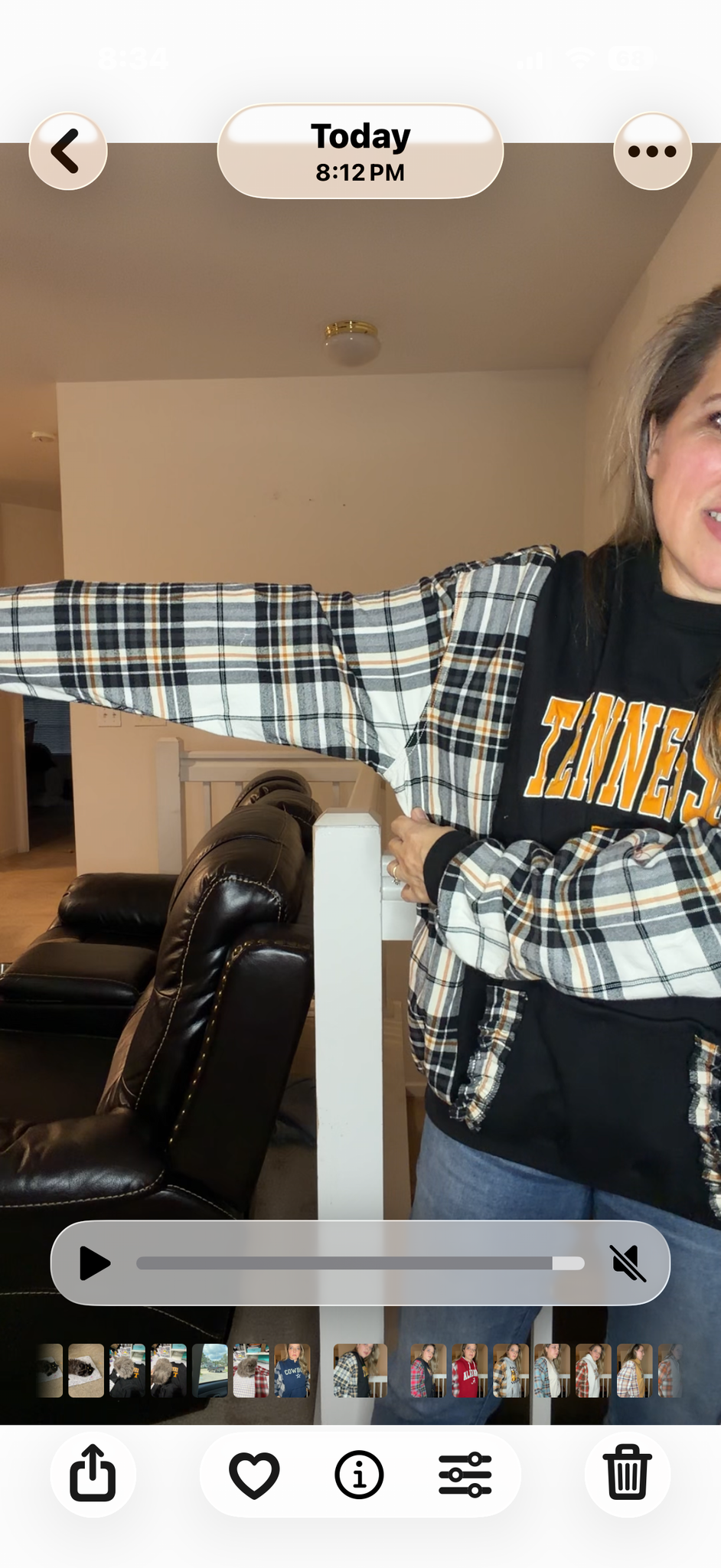 Upcycled Tennessee- women's XL midweight sweatshirt with flannel sleeves