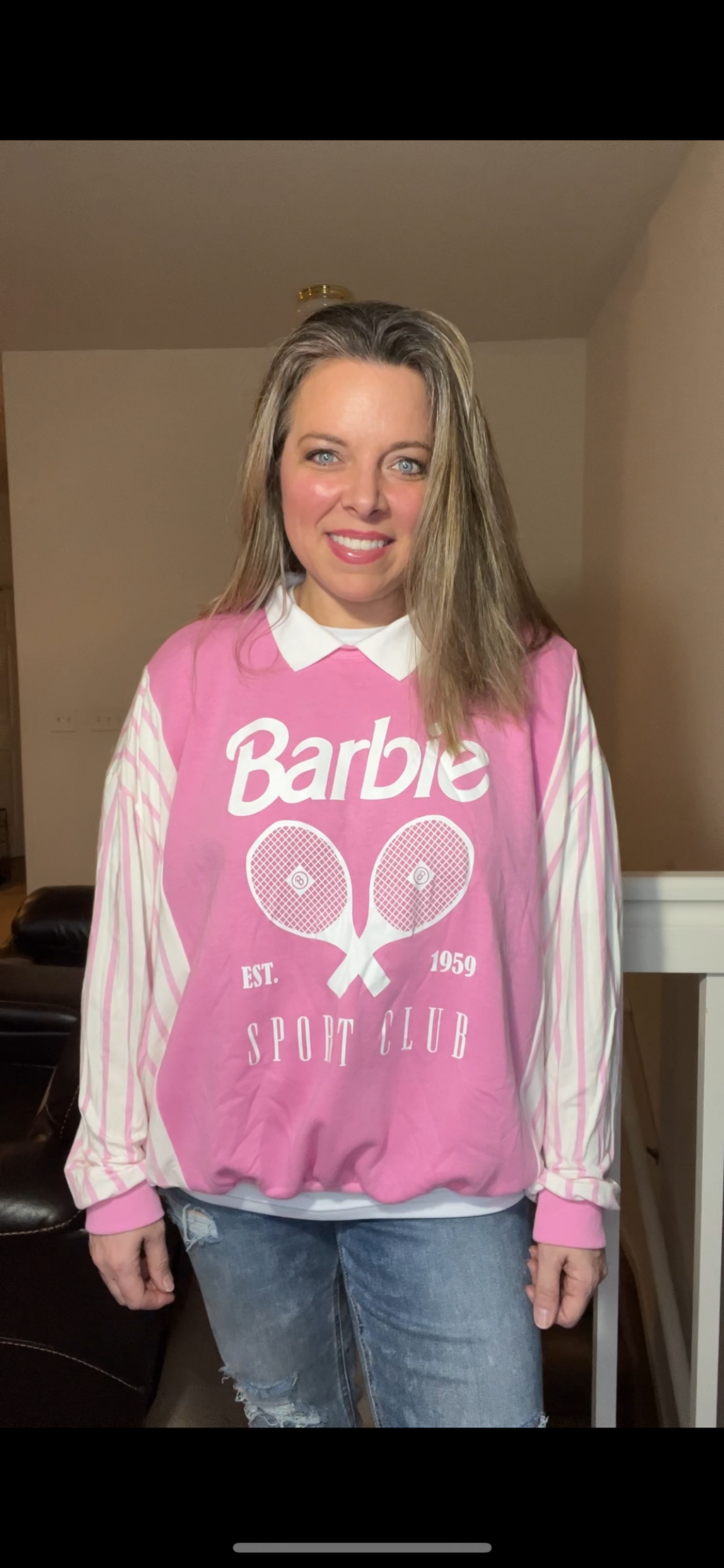 Upcycled Barbie – women’s XL – thin sweatshirt with thin jersey sleeves￼