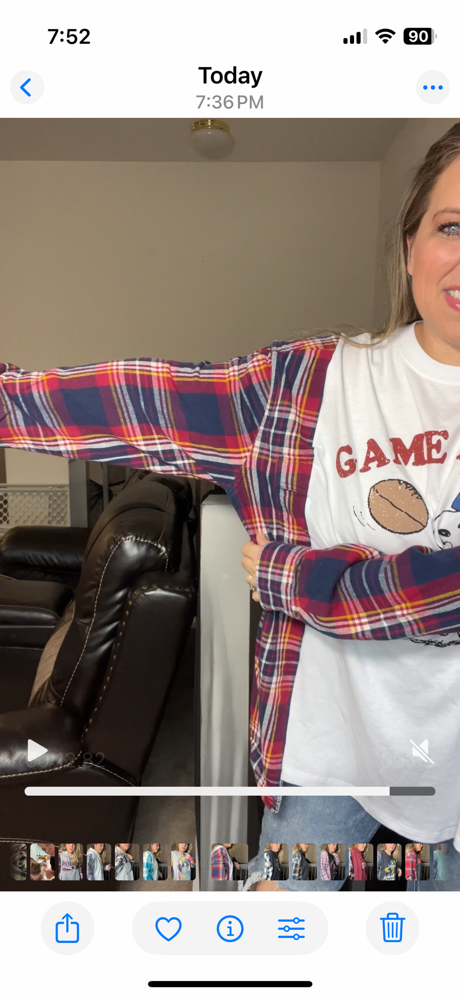 Upcycled Game day – women’s 2X T-shirt with flannel sleeves