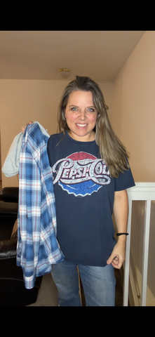 Upcycled Pepsi - pick your size (between XS-3X) tshirt with stretch sleeves