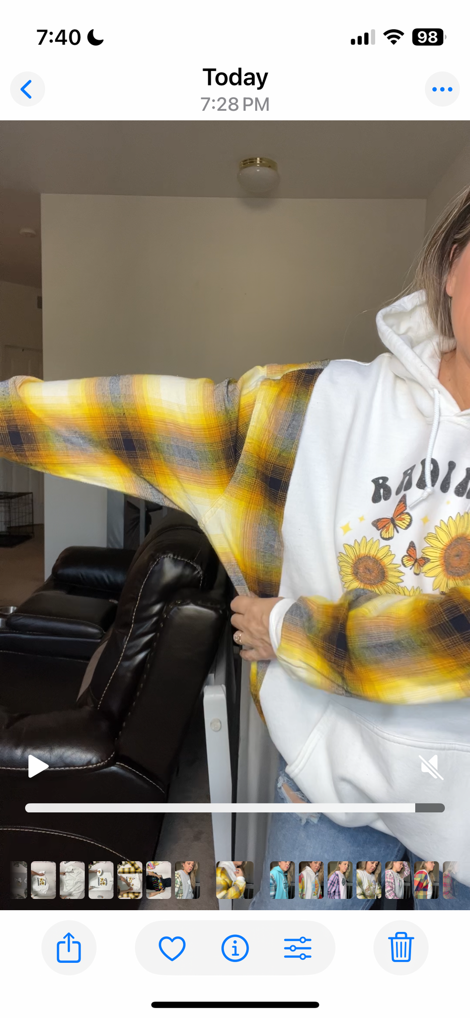 Upcycled Happiness – women’s 3X midweight sweatshirt with flannel sleeves