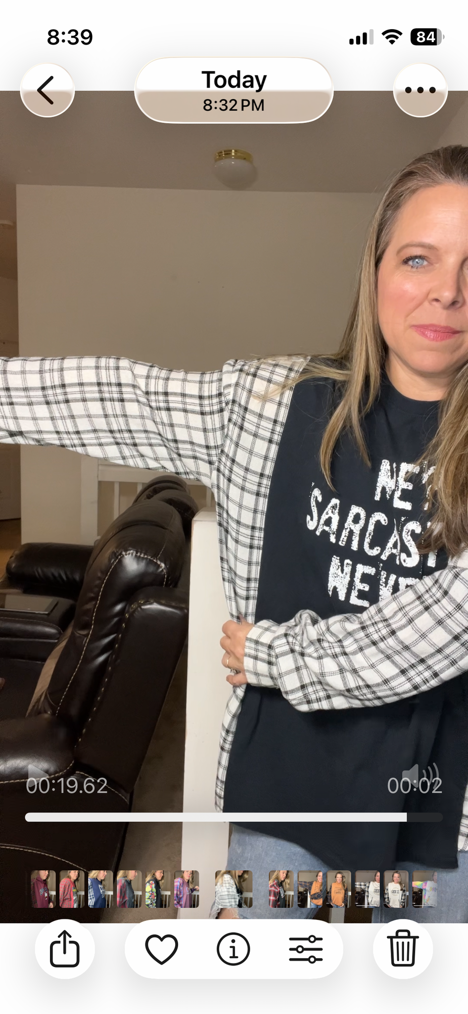Upcycled Sarcastic – women’s XL T-shirt with flannel sleeves