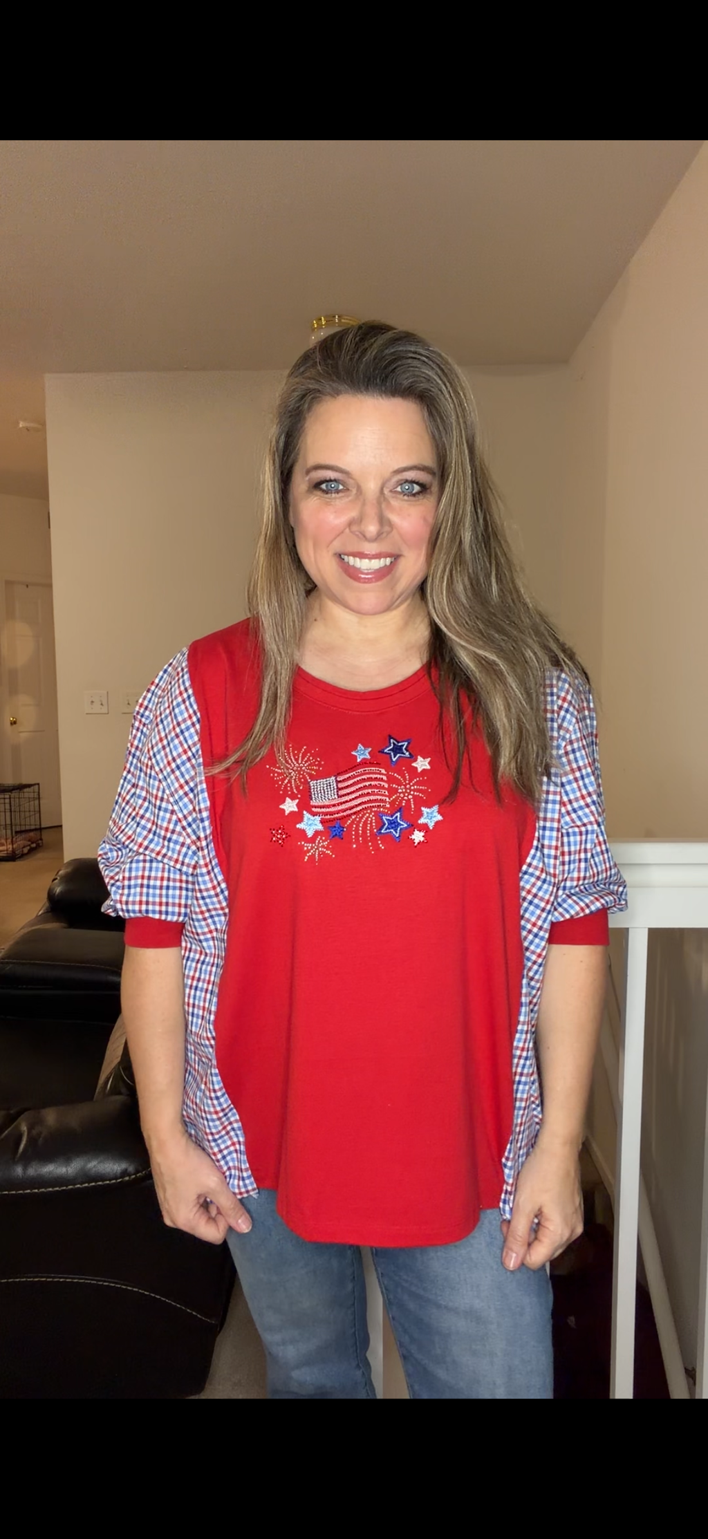 Upcycled Flag - women's large/XL T-shirt with short sleeves