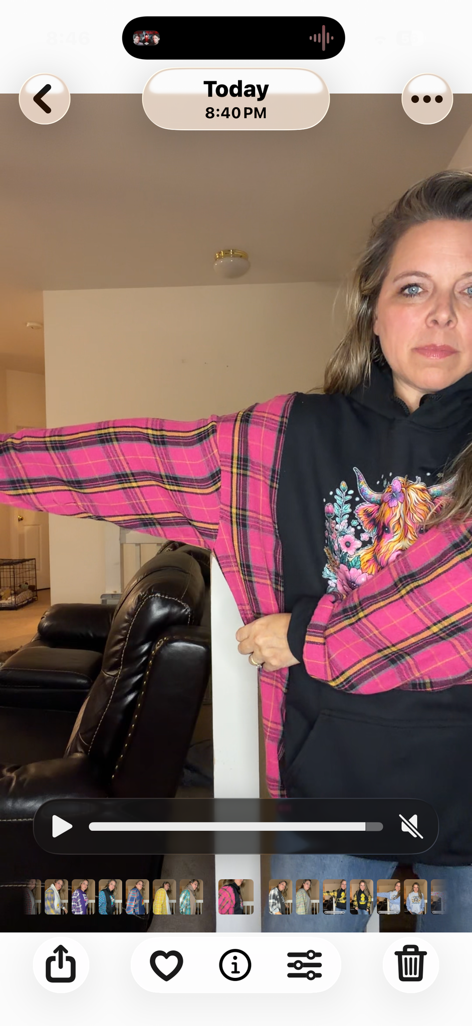 Upcycled Cow - women's 2X/3X midweight sweatshirt with thin flannel sleeves