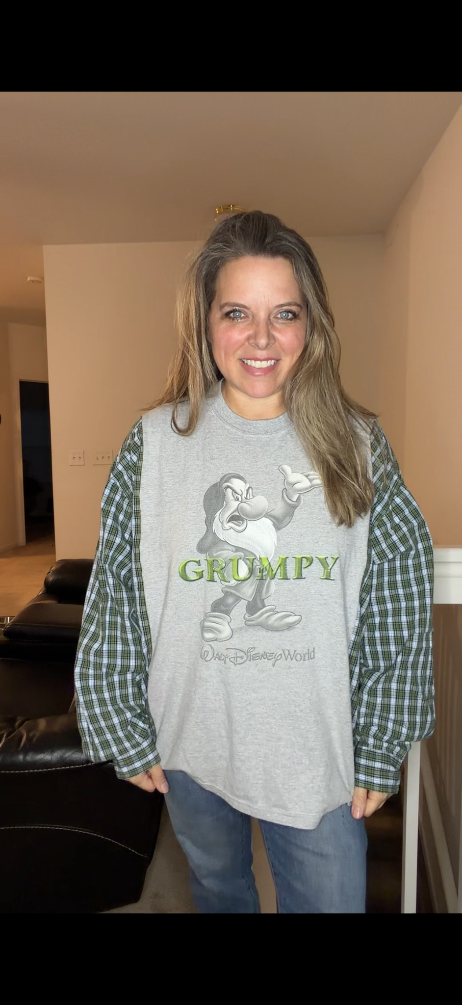 Upcycled Grumpy - women's 2X T-shirt with cotton sleeves
