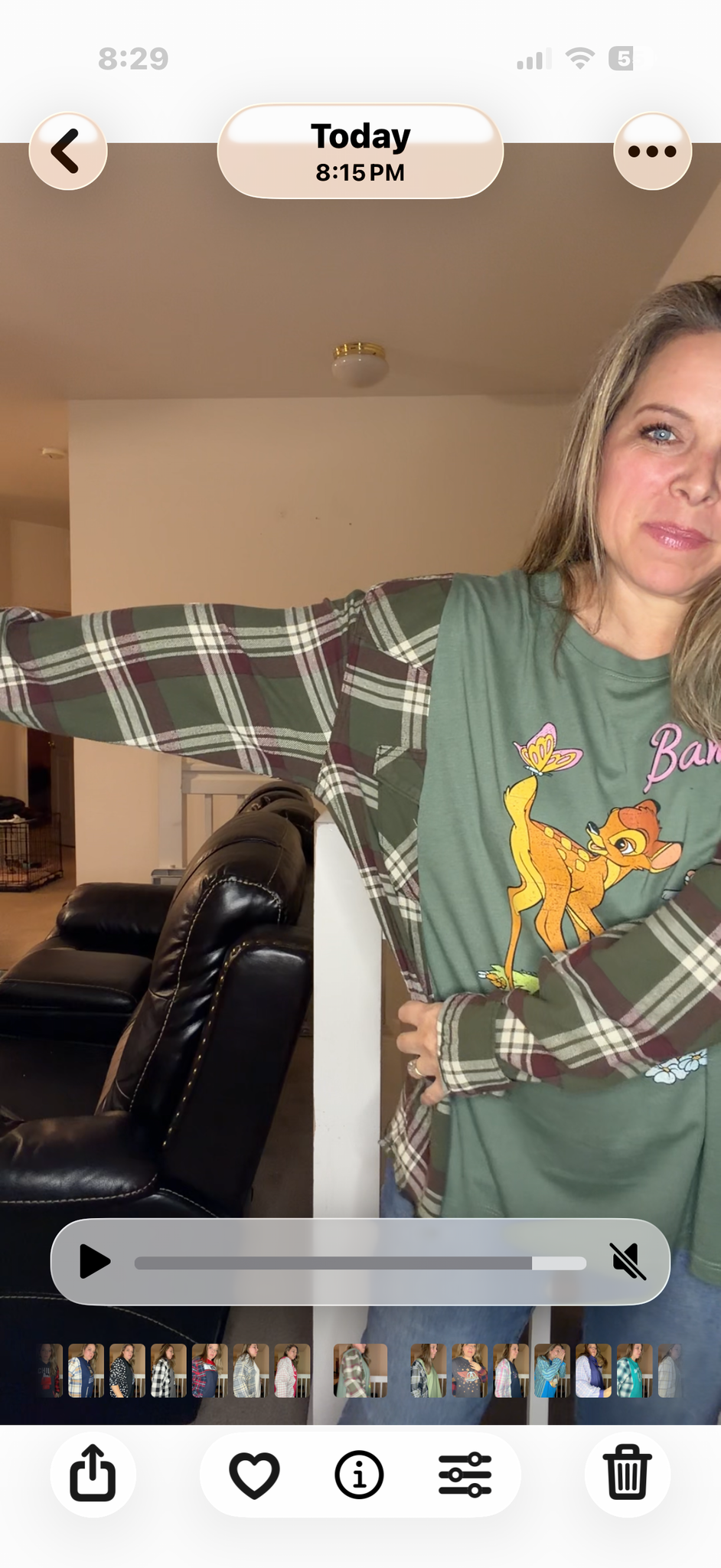 Upcycled Bambi - women's 1X T-shirt with flannel sleeves