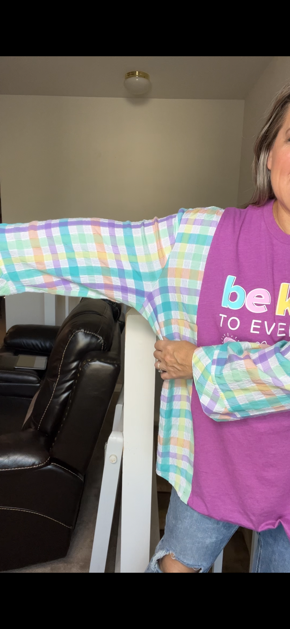 Upcycled Be kind – women’s 1X T-shirt with cotton sleeves