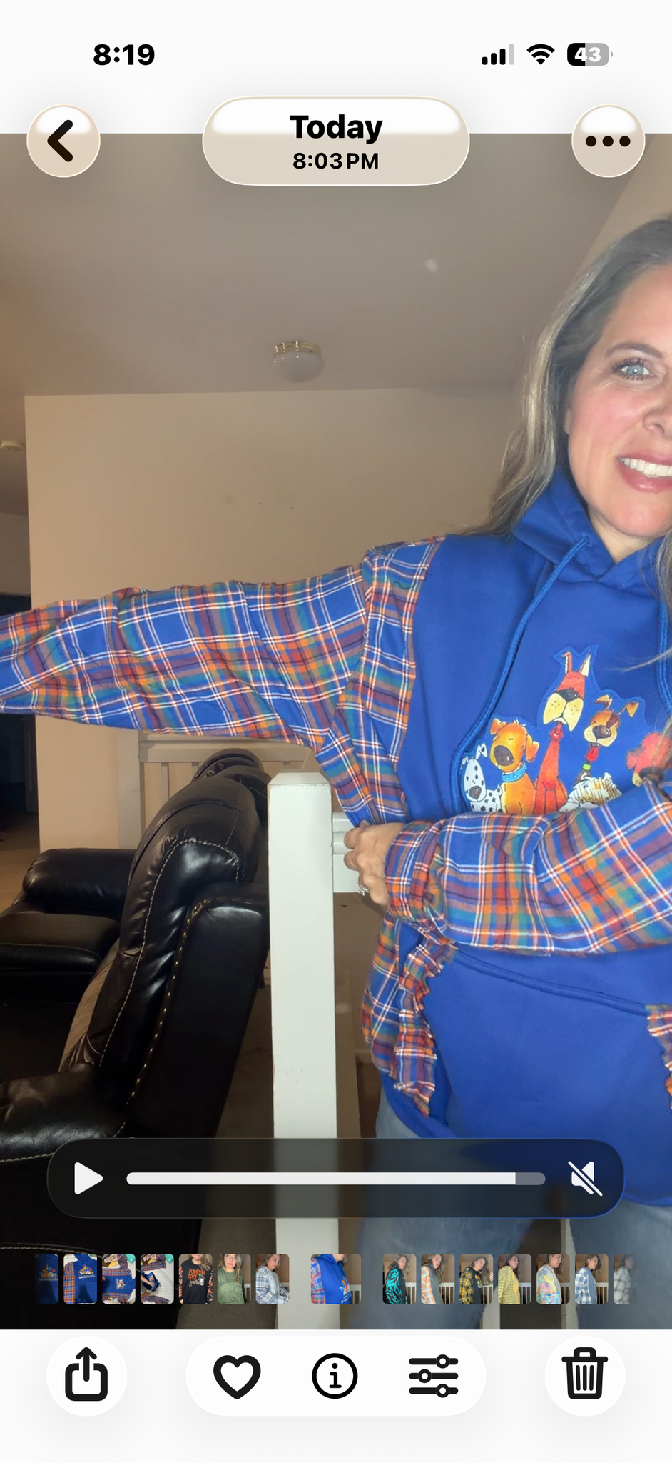 Upcycled Dogs - women's 2X thick sweatshirt with flannel sleeves