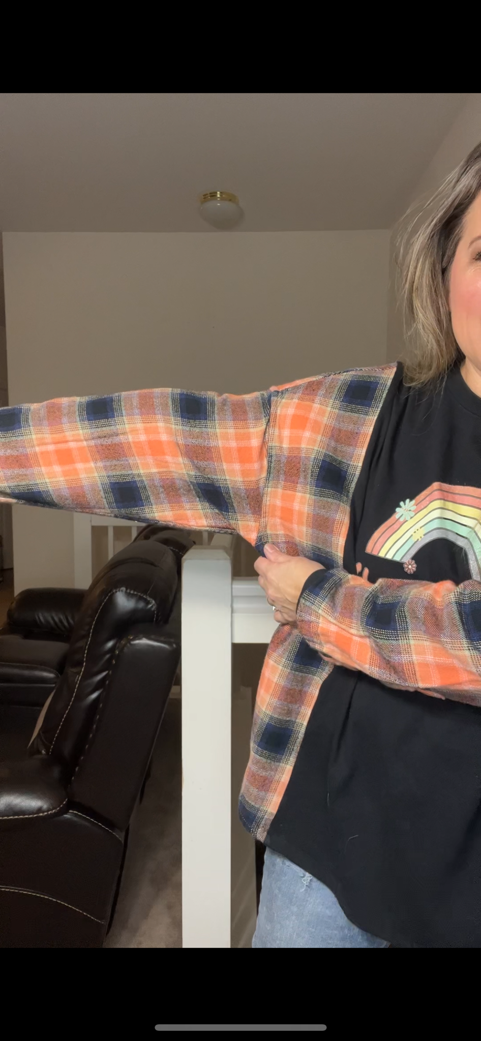 Upcycled Hippie – women’s XL/1X – T-shirt with thick flannel sleeves