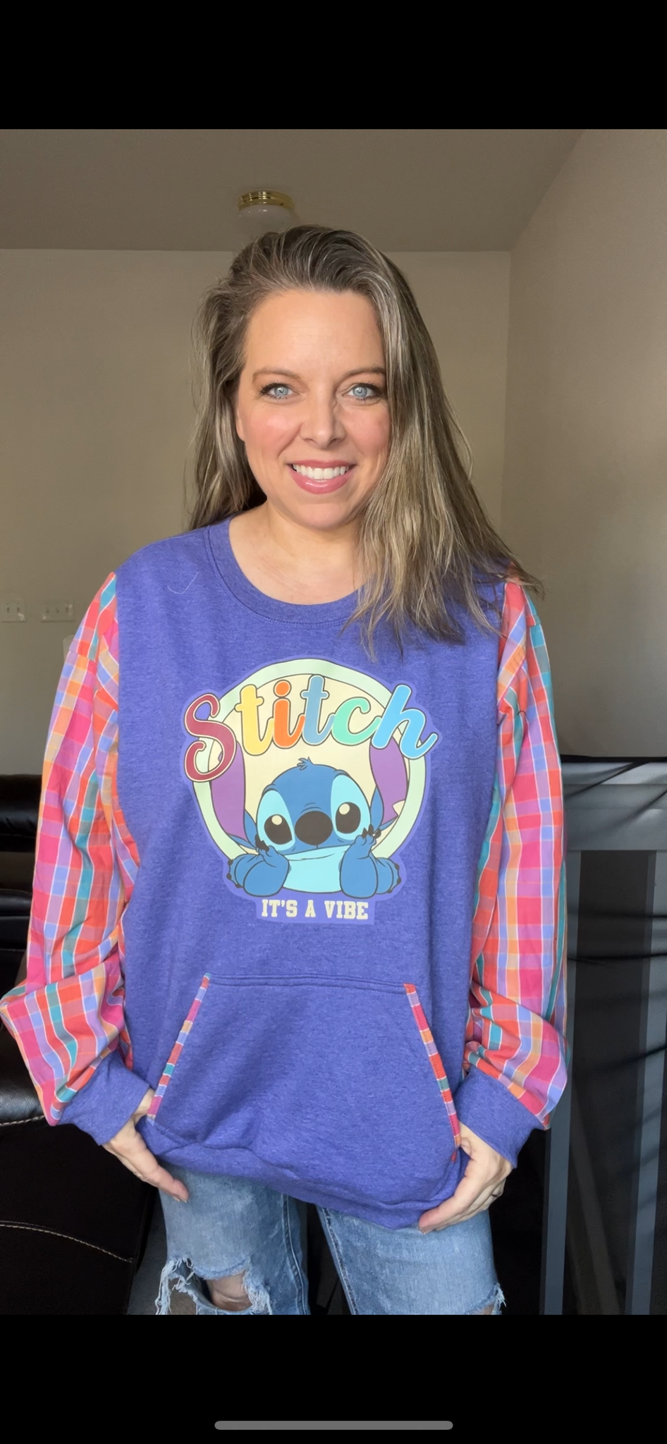 Upcycled Stitch – women’s 2X/3X midweight sweatshirt with cotton sleeves