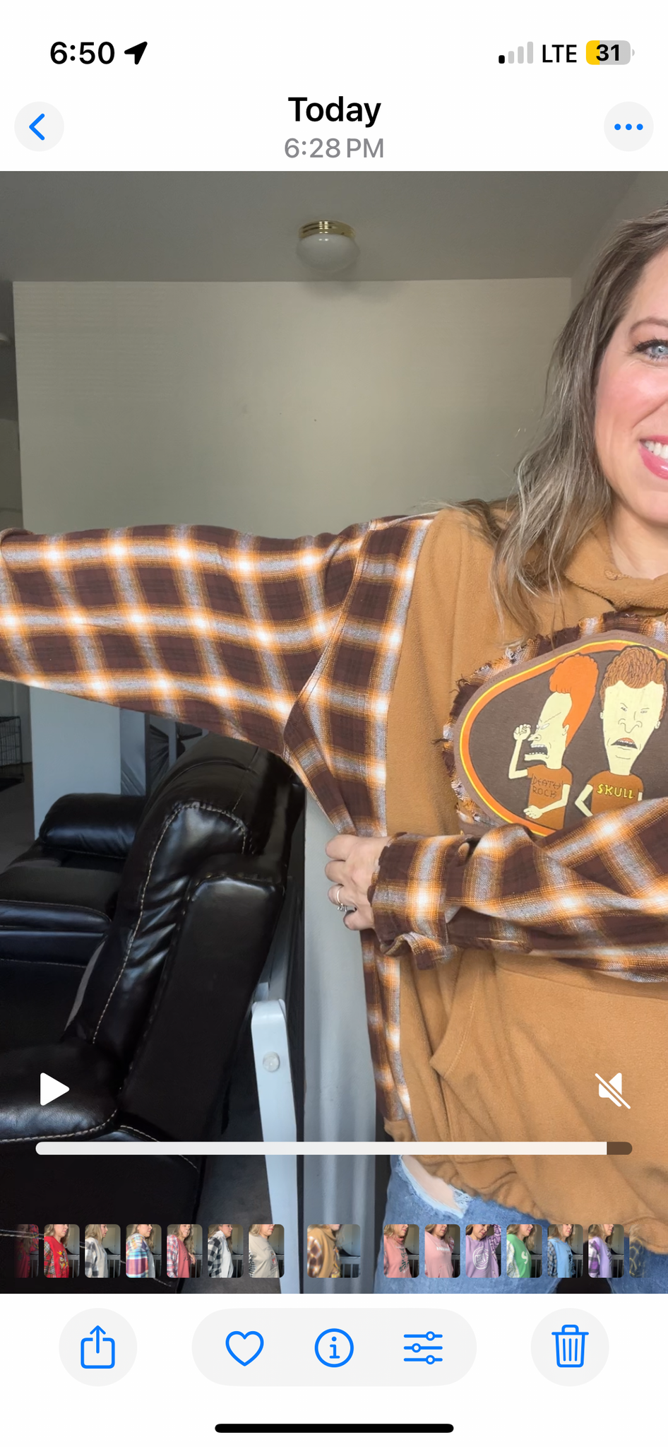 Upcycled Beavis and Butthead – women’s 3X fuzzy sweatshirts with flannel sleeves
