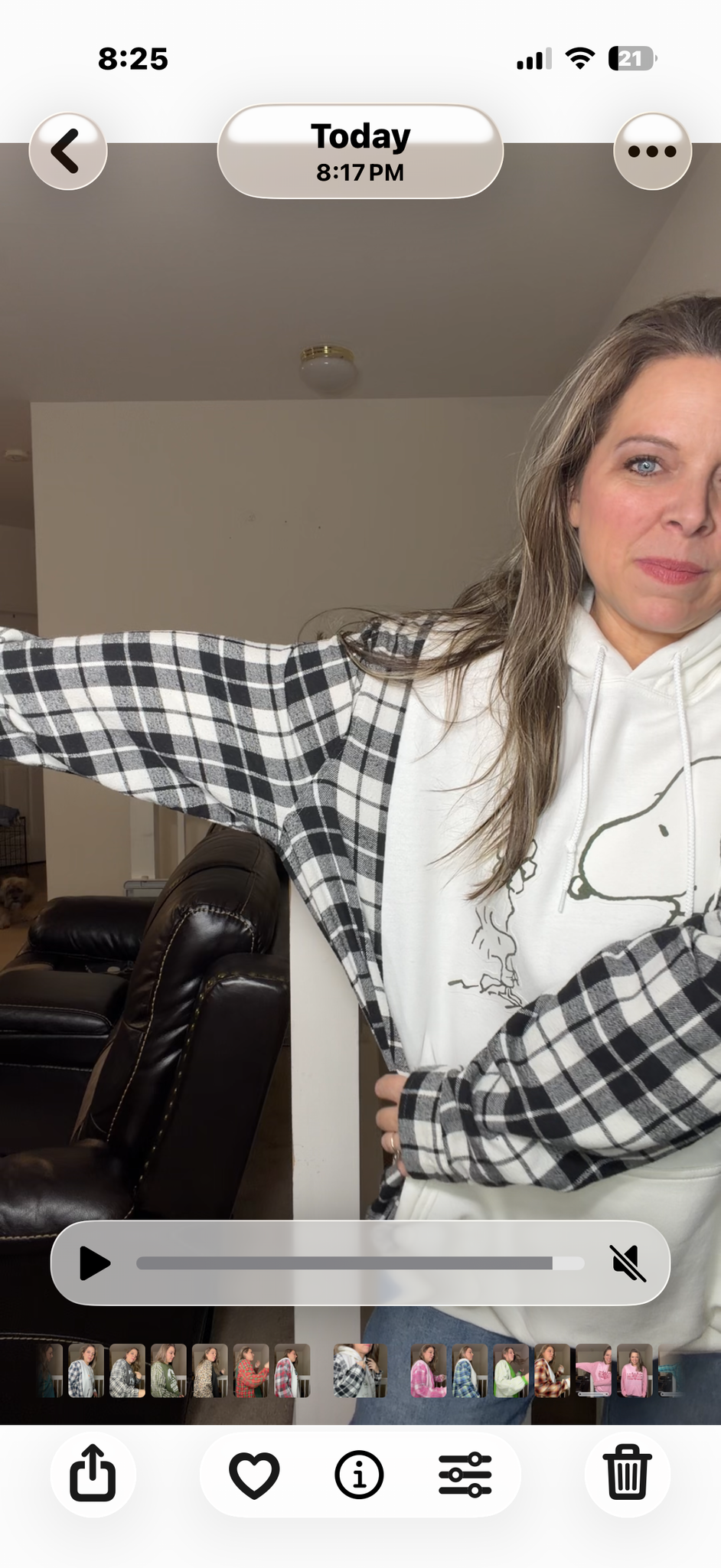 Upcycled Snoopy - women's 4X midweight sweatshirt with flannel sleeves