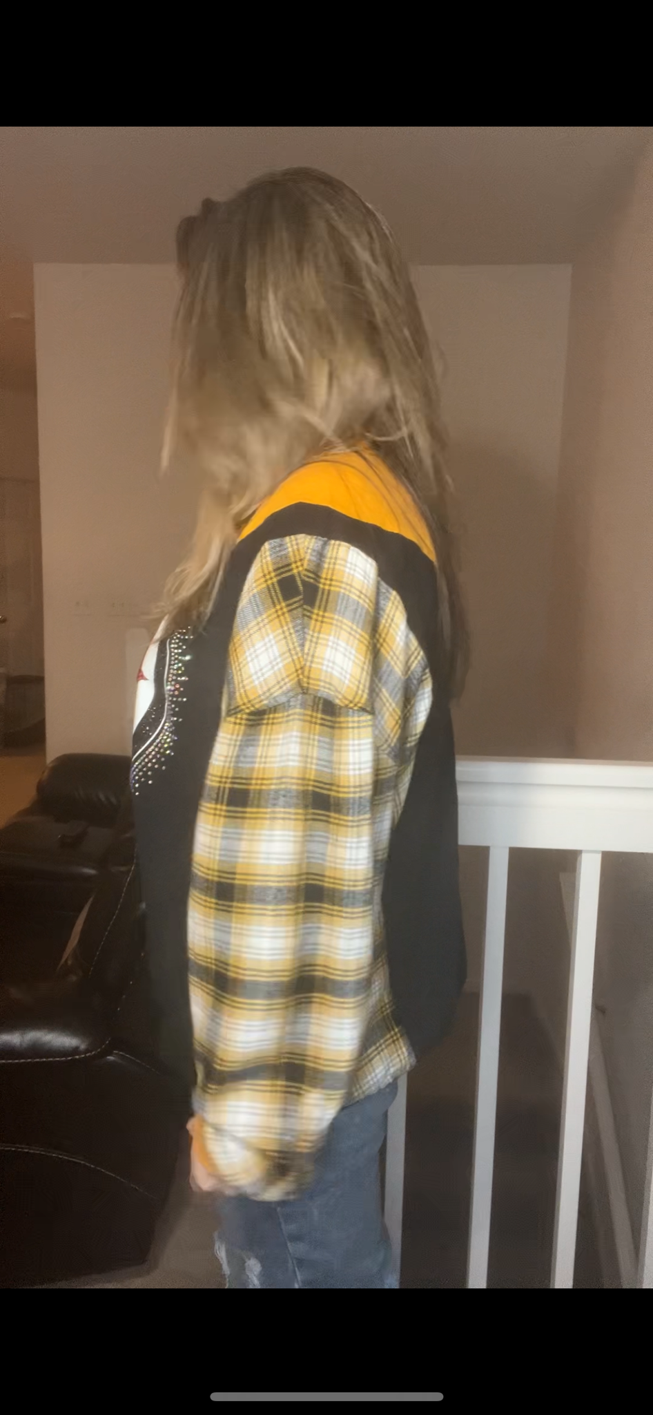 Upcycled Steelers - women’s medium - midweight sweatshirt with flannel sleeves