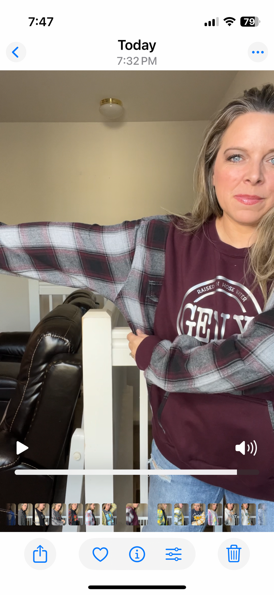 Upcycled Gen X maroon – women’s 1X/2X midweight sweatshirt with flannel sleeves