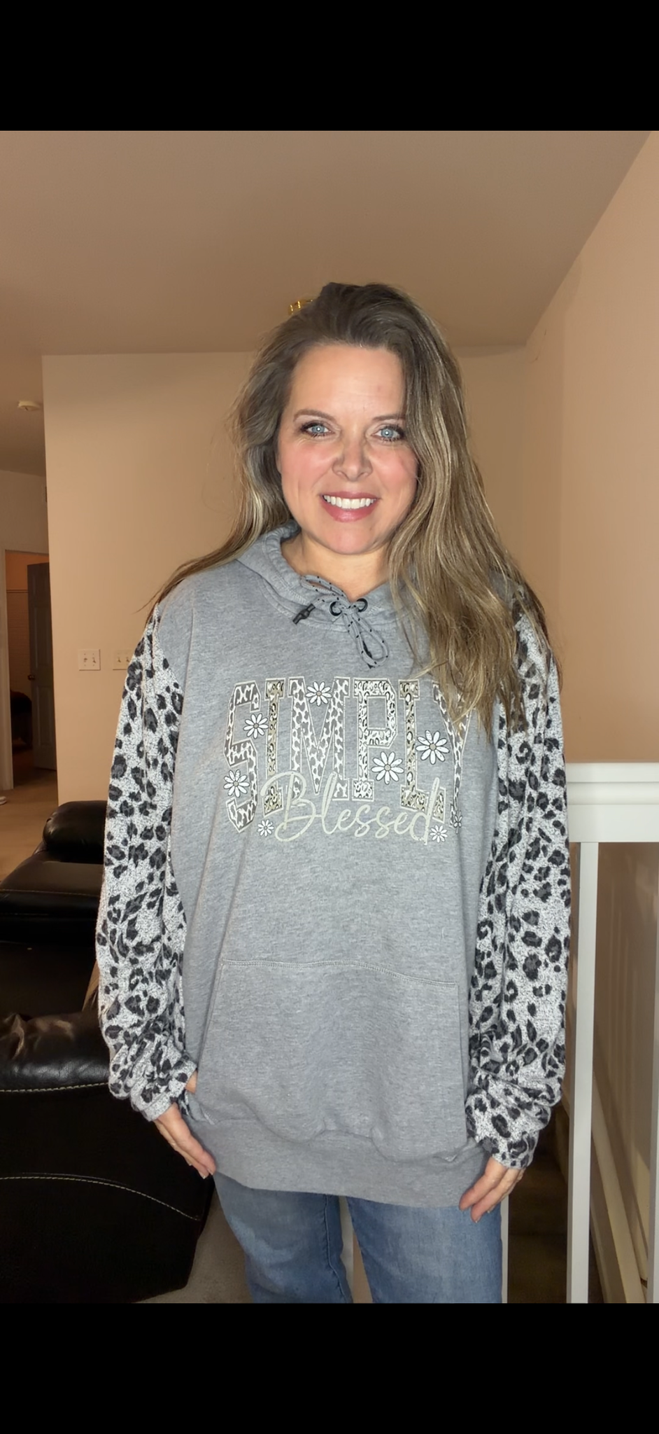 Upcycled Blessed - women's 3X/4X midweight Sweatshirt with soft knit sleeves