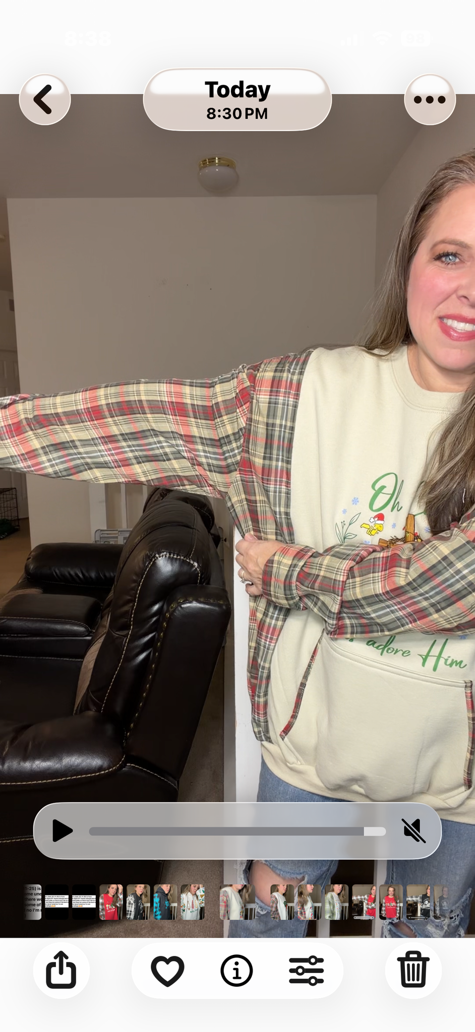 Upcycled Adore Peanuts – women's 3X midweight sweatshirt with flannel sleeves ￼