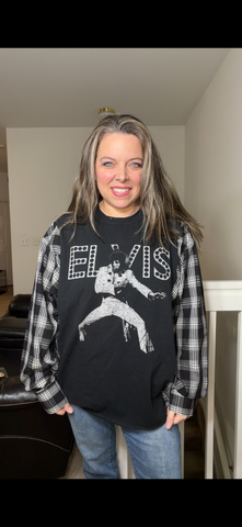 Upcycled Elvis - women's one X T-shirt with thin cotton sleeves