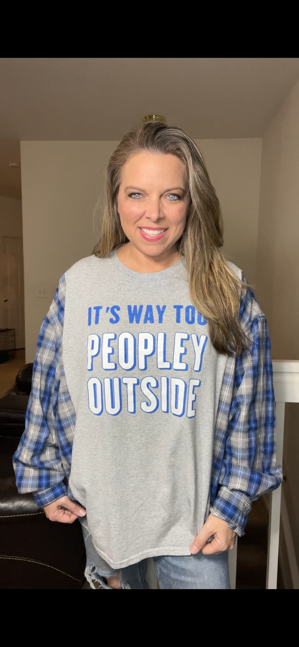 Upcycled Peopley - Women’s 5X T-shirt with flannel sleeves