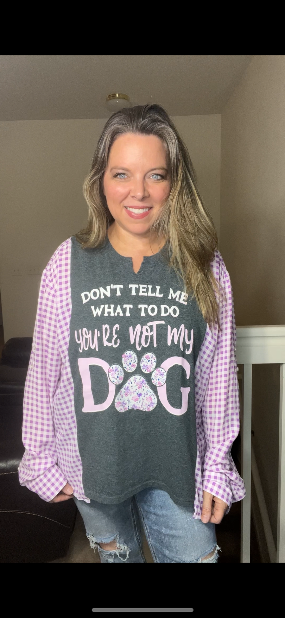 Upcycled dog – women’s large/XL T-shirt with thin sleeves