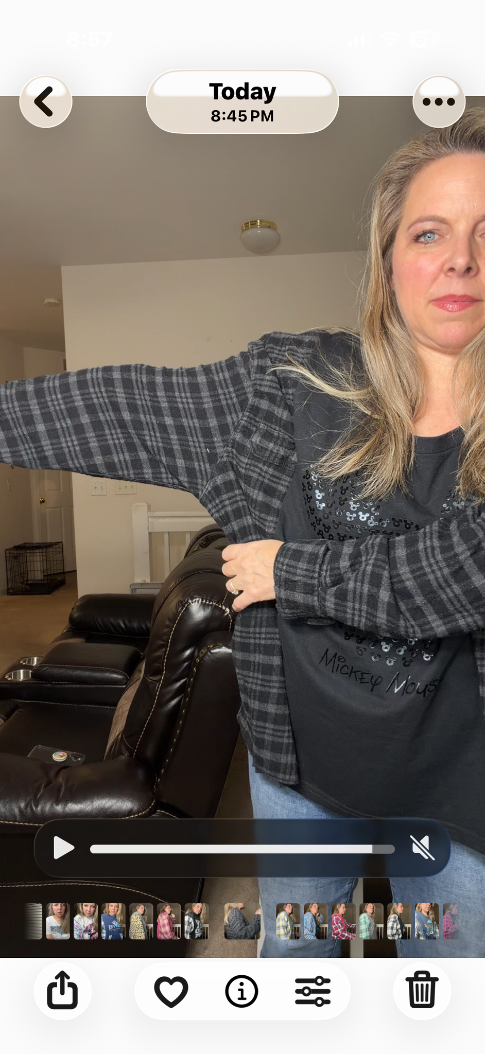 Upcycled Mickey - women's 1X T-shirt with flannel sleeves