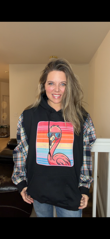 Upcycled Flamingo - women's 3X/4X midweight Sweatshirt with cotton sleeves