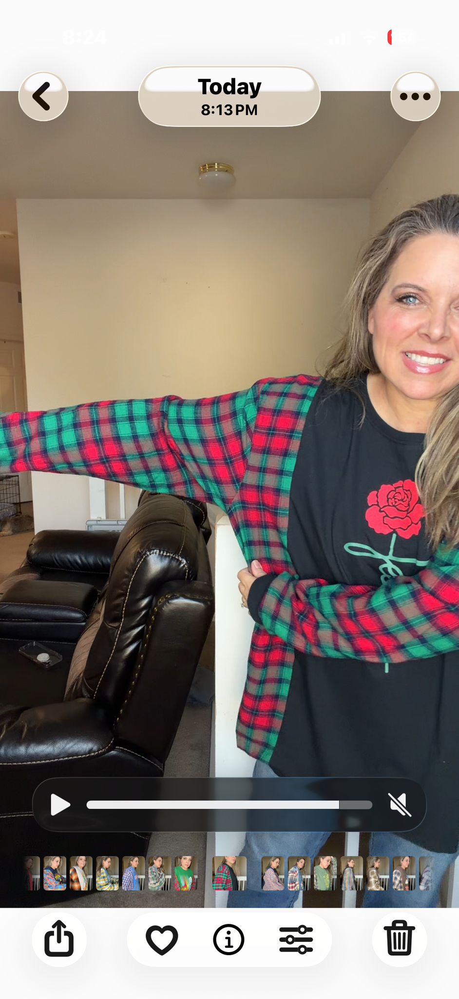 Upcycled Jesus Rose - women's XL/1X T-shirt with flannel sleeves