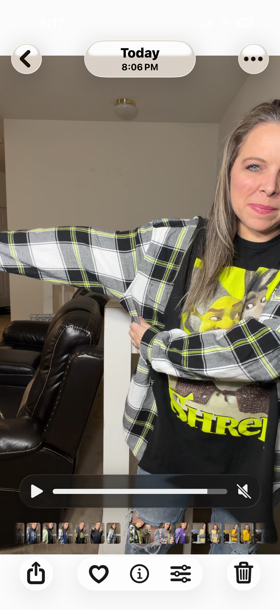 Upcycled Shrek - women's 3X T-shirt with flannel sleeves - sleeves slightly more narrow ￼