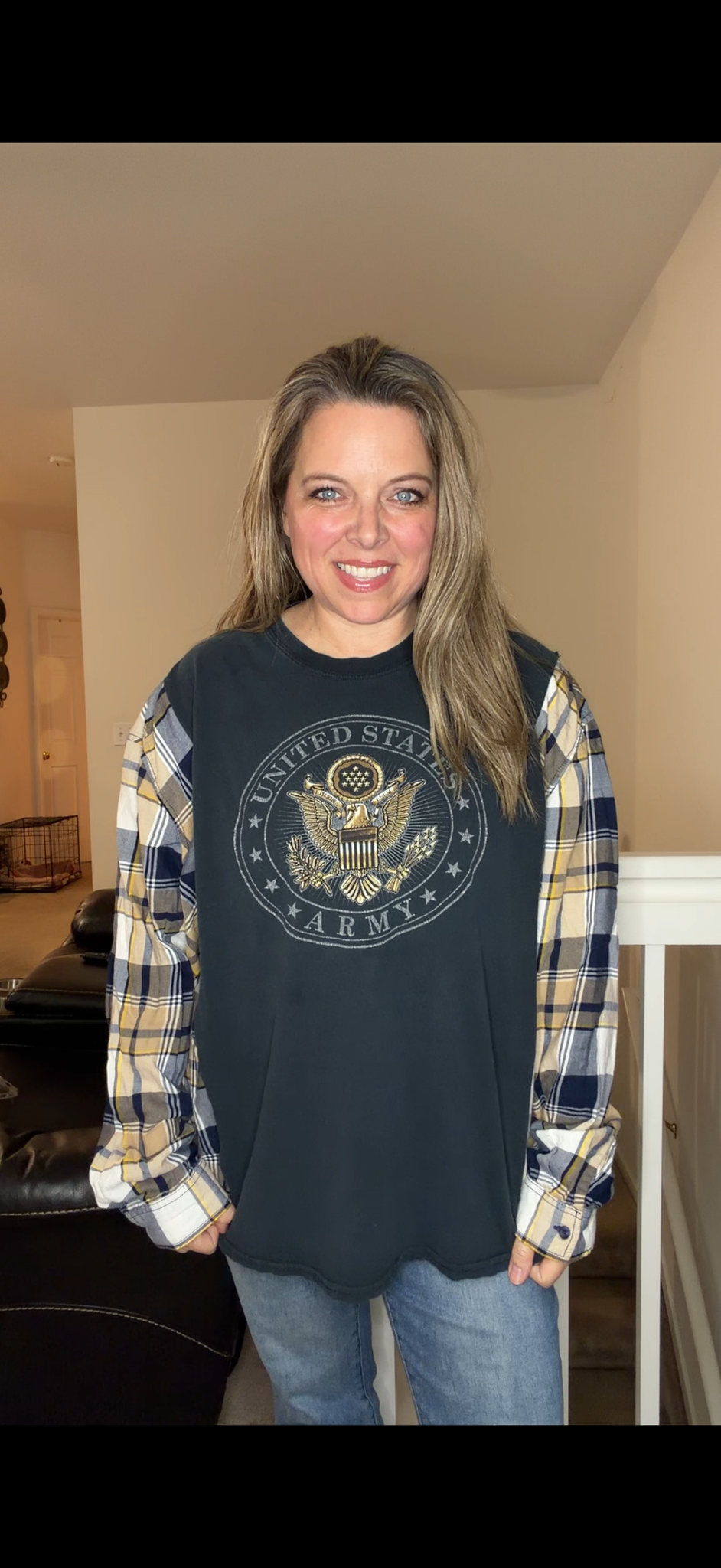 Upcycled Army - women's 2X T-shirt with thin cotton sleeves ￼