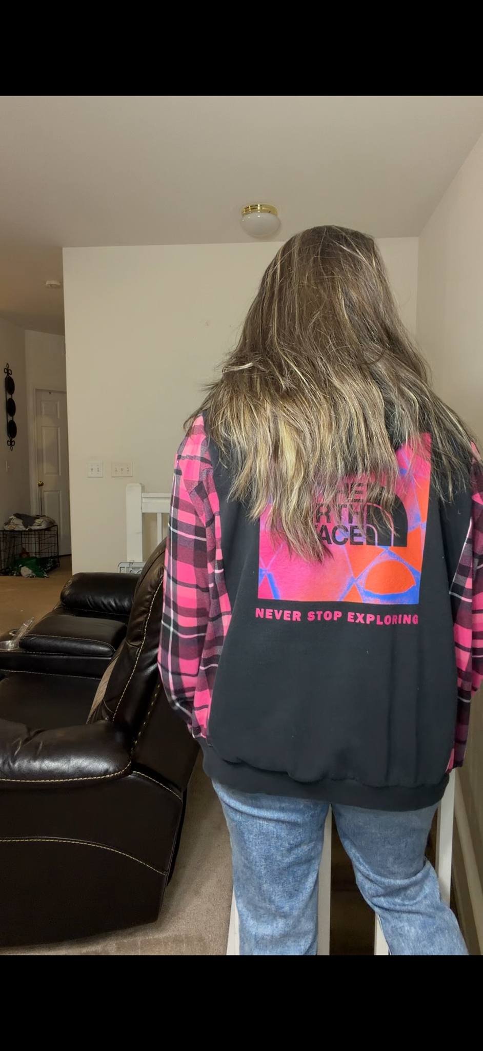 Upcycled Northface – women's 1X/2X midweight sweatshirt with stretch sleeves