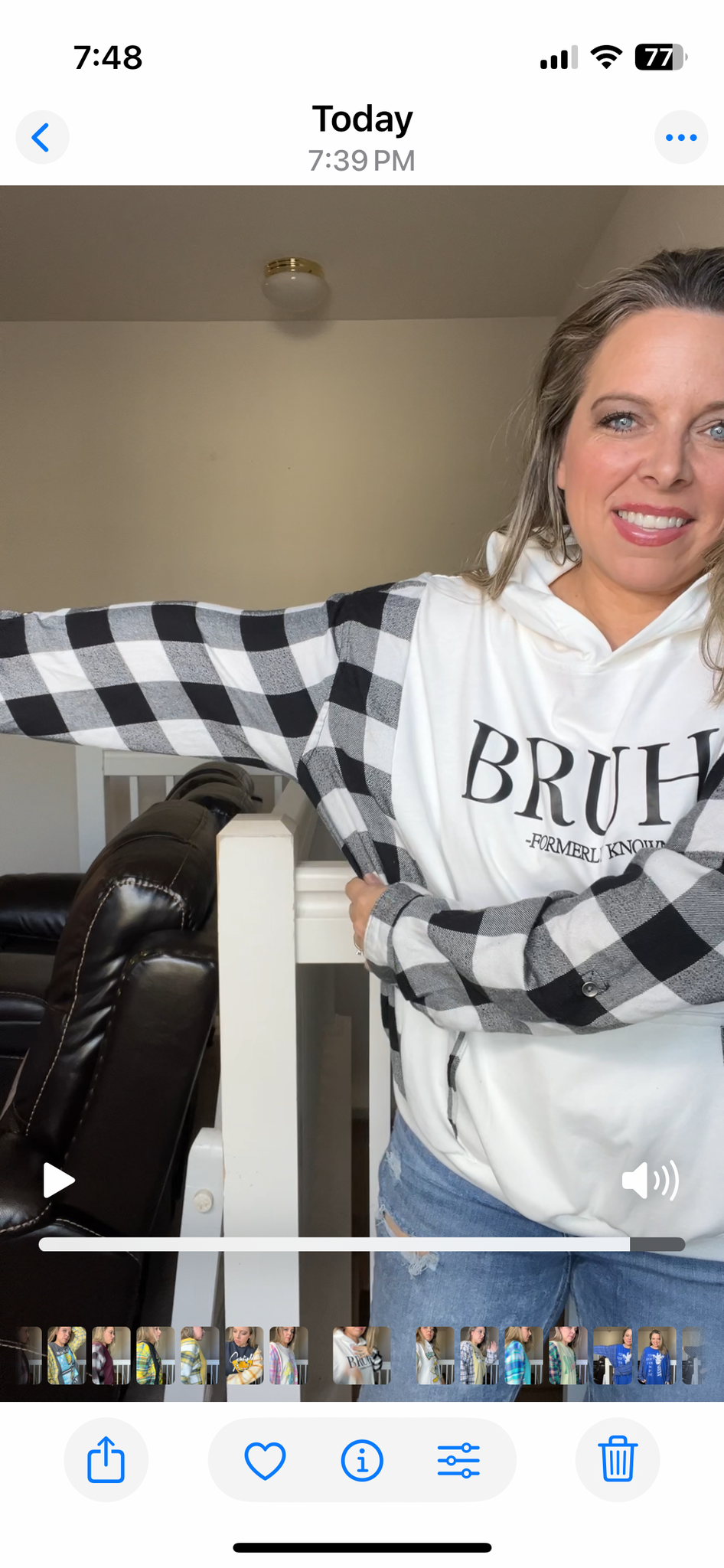 Upcycled Bruh - Women’s large French terry shirt with flannel sleeves