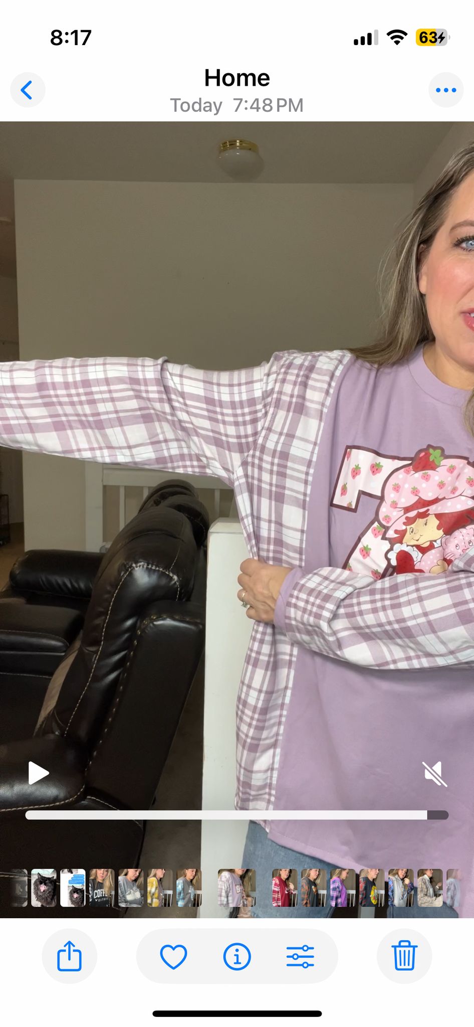 Upcycled Strawberry Shortcake – women’s 2X T-shirt with flannel sleeves – sleeves slightly more narrow ￼