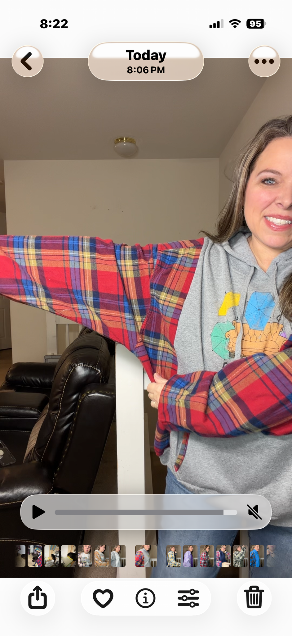 Upcycled Friends - women's 2X/3X midweight sweatshirt with flannel sleeves