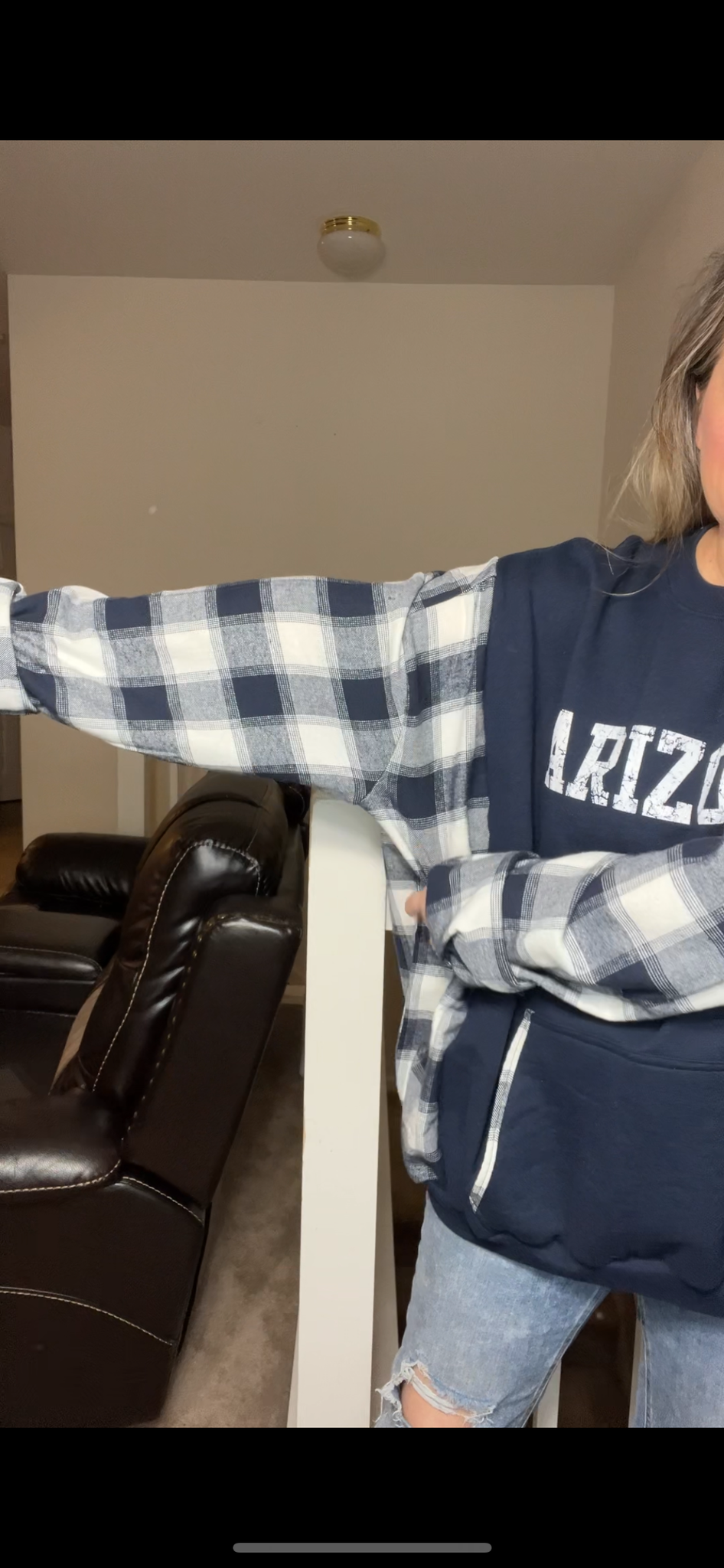 Upcycled Arizona – women’s 4X – midweight sweatshirt with flannel sleeves