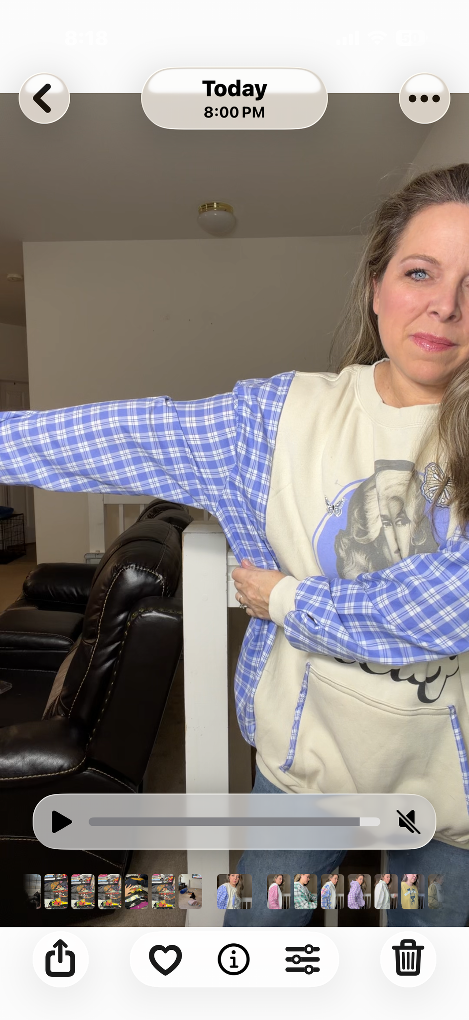 Upcycled Dolly - women's 2X/3X midweight sweatshirt with thin cotton sleeves