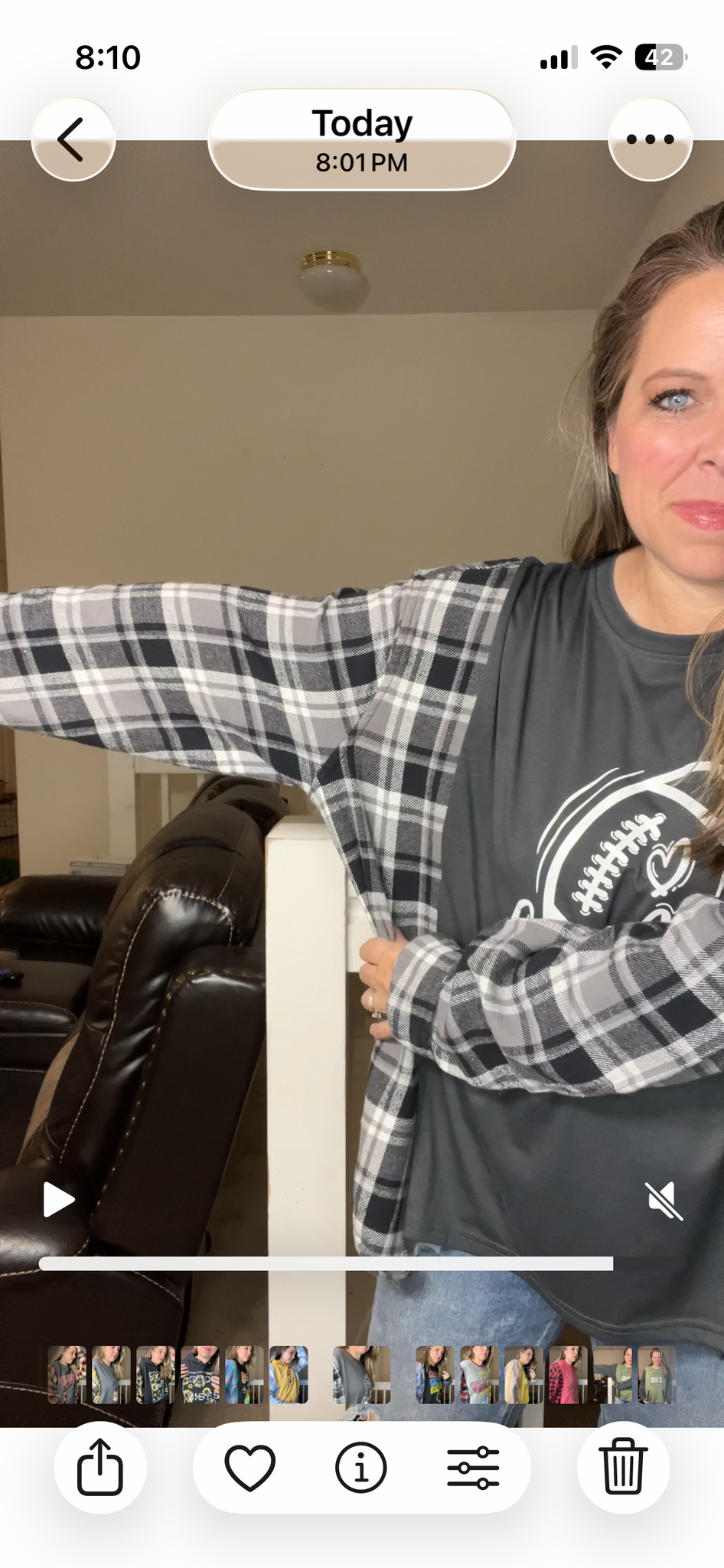 Upcycled Game day – women’s 2X thin T-shirt with flannel sleeves