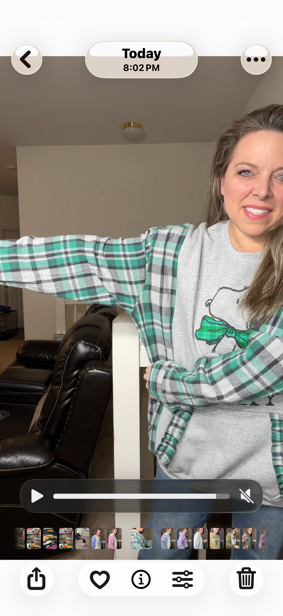 Upcycled Lucky snoopy - women's 2X/3X midweight sweatshirt with thick flannel sleeves