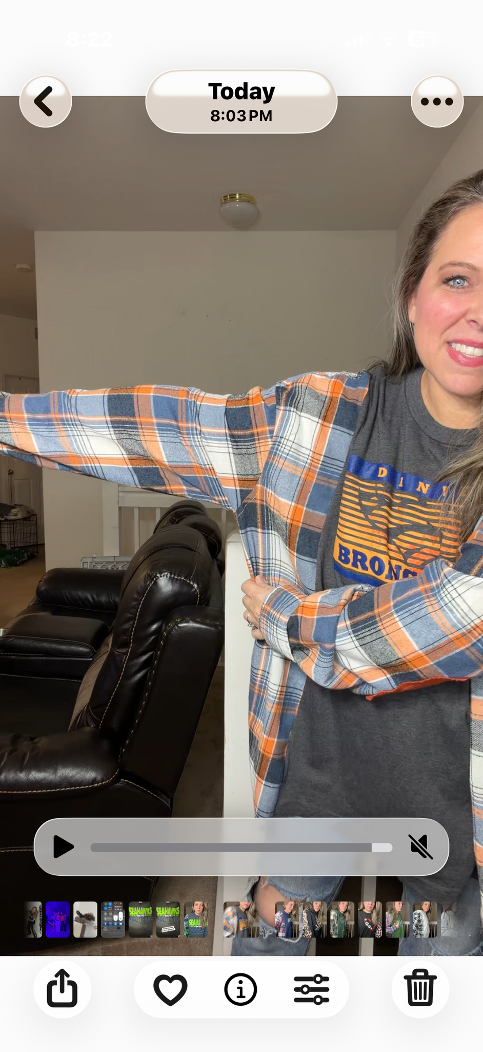 Upcycled Broncos – women's 4X T-shirt with flannel sleeves